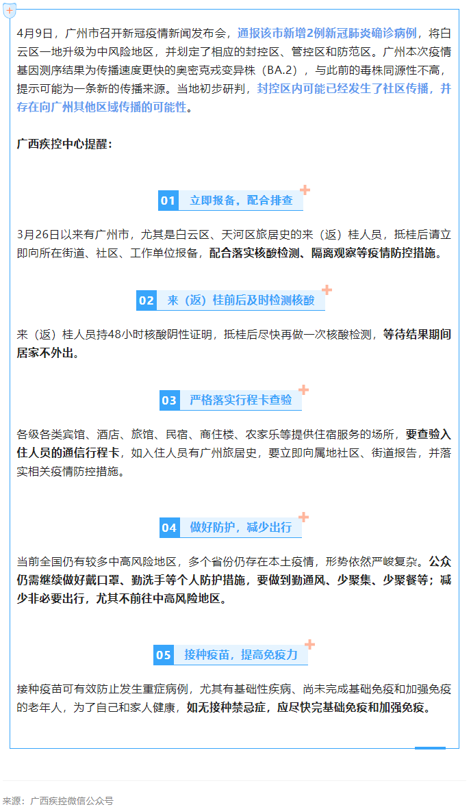 廣東一地升級(jí)為中風(fēng)險(xiǎn)地區(qū)，廣西疾控中心提醒.png